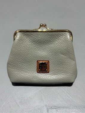 Dooney & Bourke Gray Large Framed Kisslock Leather Coin Purse